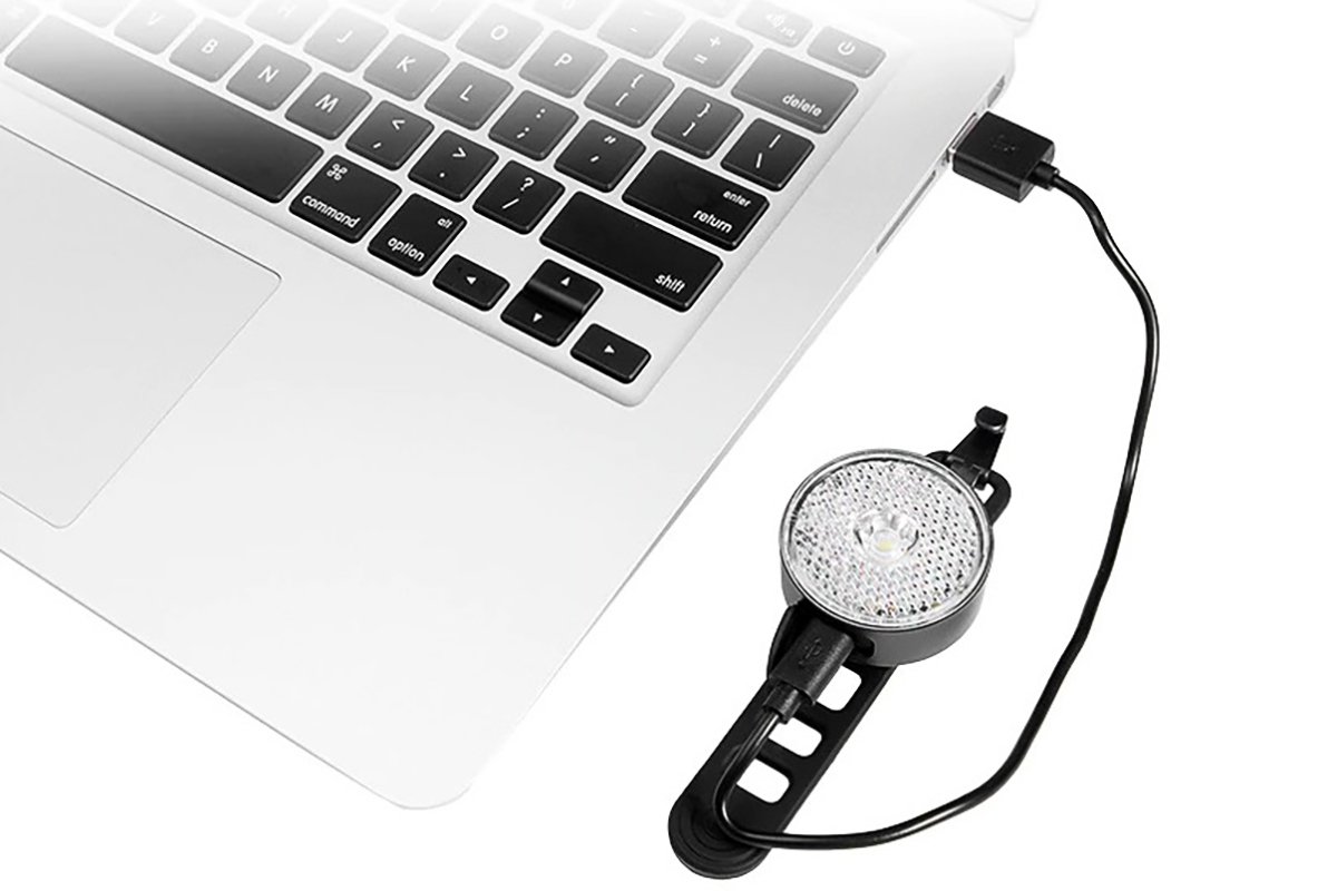 фото Фонарь передний gaciron w08j-20, 20lm, 1 диод, li-аккумулятор, usb, катафот, угол 25 градусов. черный, w08j-20