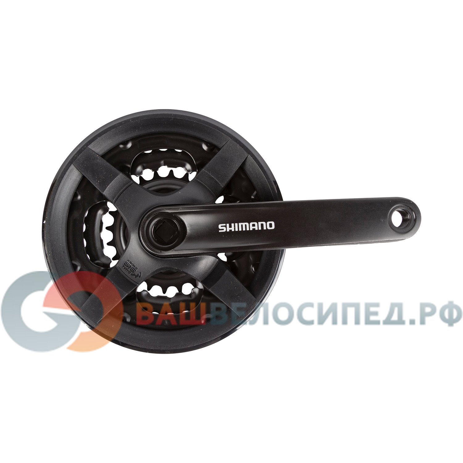 фото Система шатунов велосипедная shimano tourney fc-ty301, 175 мм, 42/34/24, черный, с защитой, afcty301e244cl, 2-4077