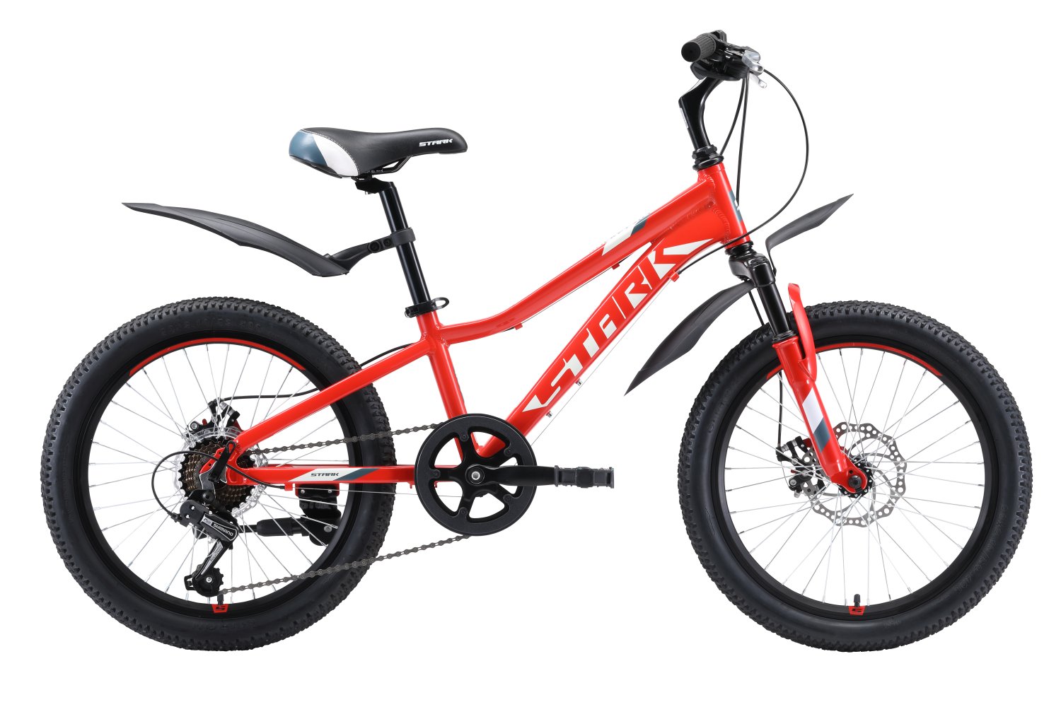 фото Детский велосипед stark rocket 20.1 d 20" 2020 (рама: one size (рост: 130 - 155 см), цвет: красный/белый/серый)