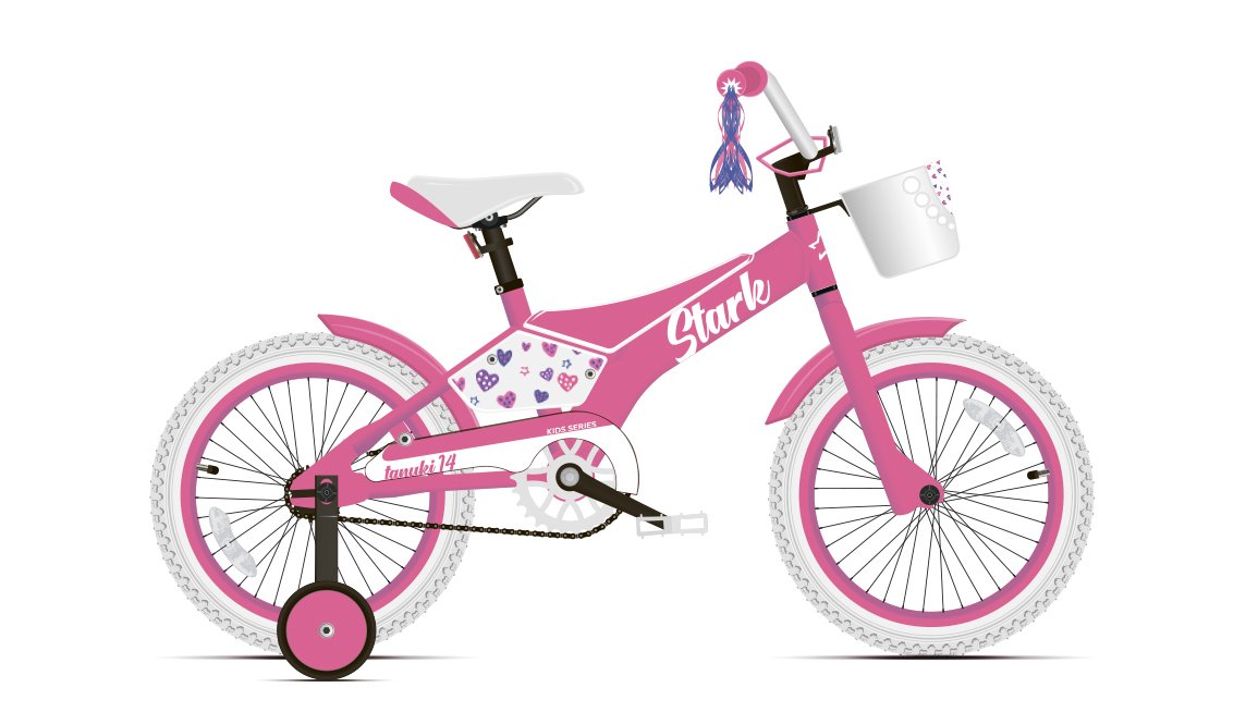 фото Детский велосипед stark tanuki 14" 2020 (возраст: 3-5 лет (рост: 95 - 105 см), цвет: розовый/белый)