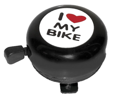 Звонок велосипедный M-WAVE I love my bike, детский, сталь, черный, с рисунком, 5-420190 звонок велосипедный сталь поворотный вокруг руля 22 2мм new 5 420600