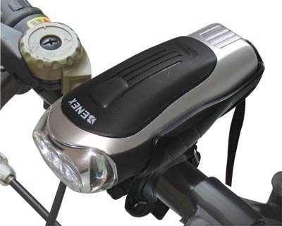 Фонарь велосипедный BENEX, передний, 3 диода, 2 функции, серебряный, BEN ET-0304B
