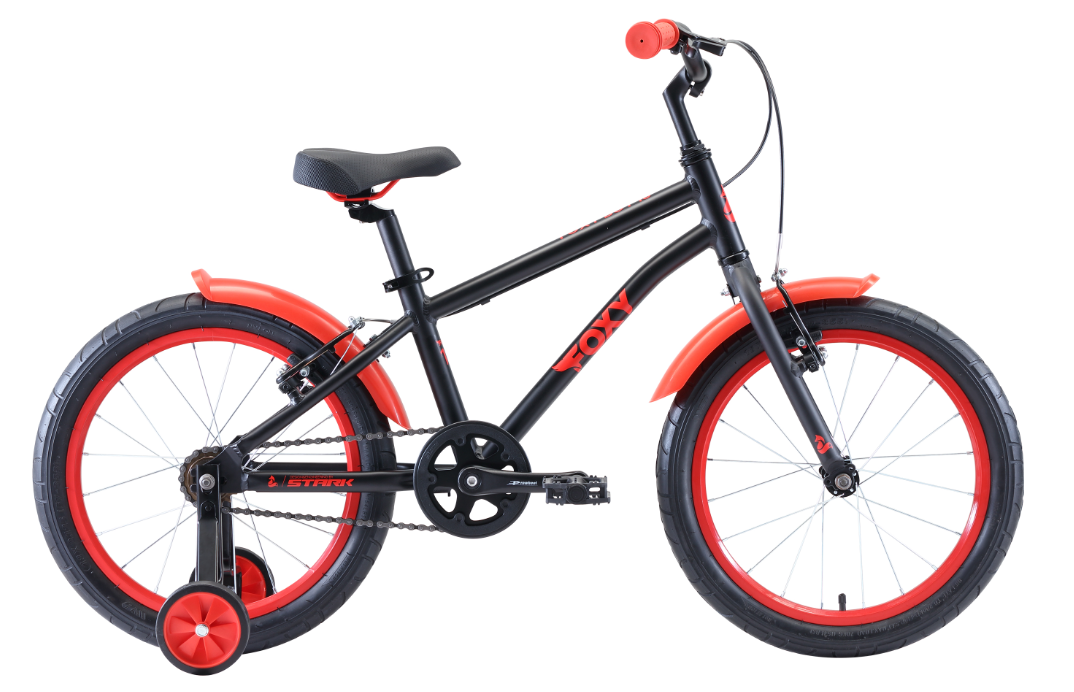 фото Детский велосипед stark foxy boy 18" 2020 (рама: one size (рост: 100-125 см), цвет: чёрный/красный)