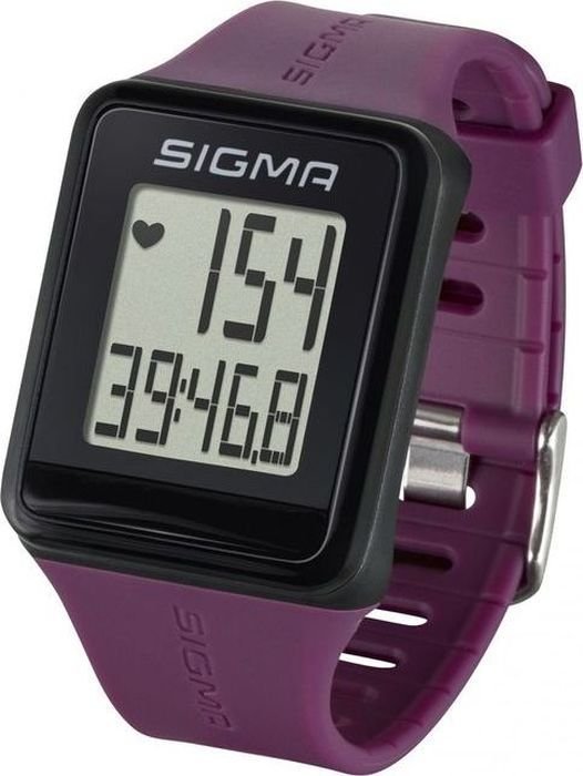 фото Пульсометр sigma id.go, часы, 3 функции, водонепроницаемый, есть секундомер, нагрудный датчик, фиолетовый, plumsig_24510