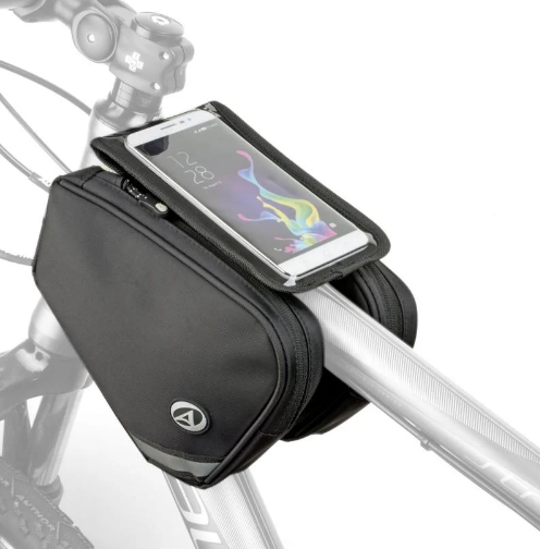 Подсумок велосипедный Author A-R282 MPP, на раму, 2х0,95 л, с чехлом для смартфона, черный, 8-15001100