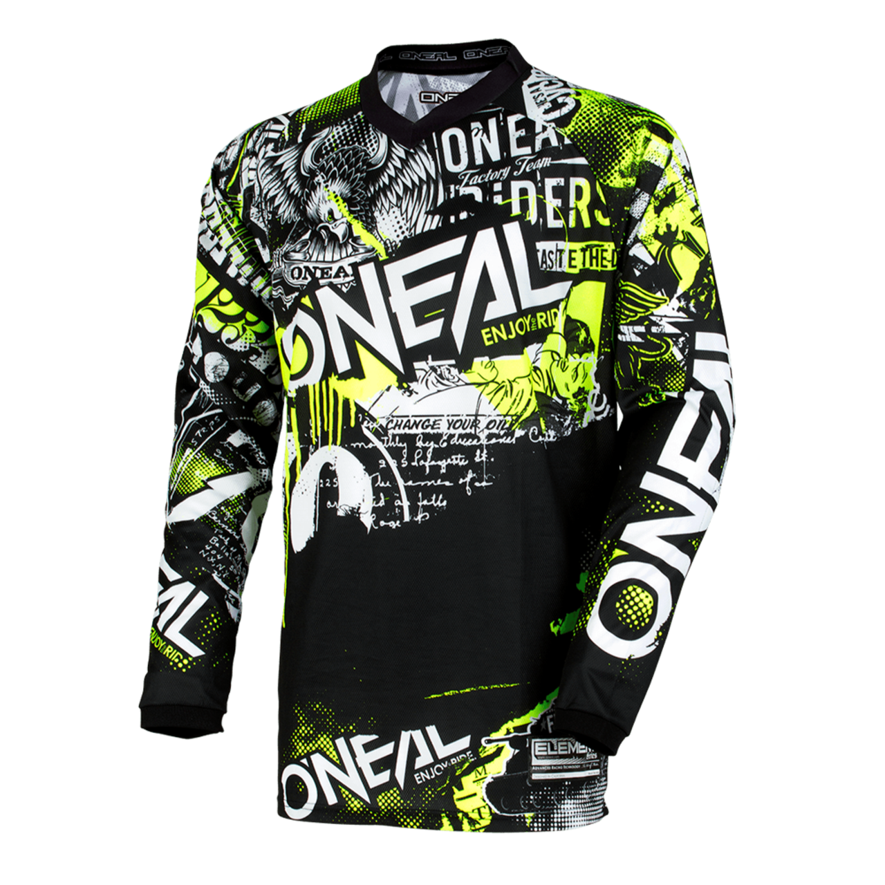 Велоджерси подростковая O´Neal Element Youth Attack Black/Hi-Viz Neon Yellow 2018 (Размер: L).