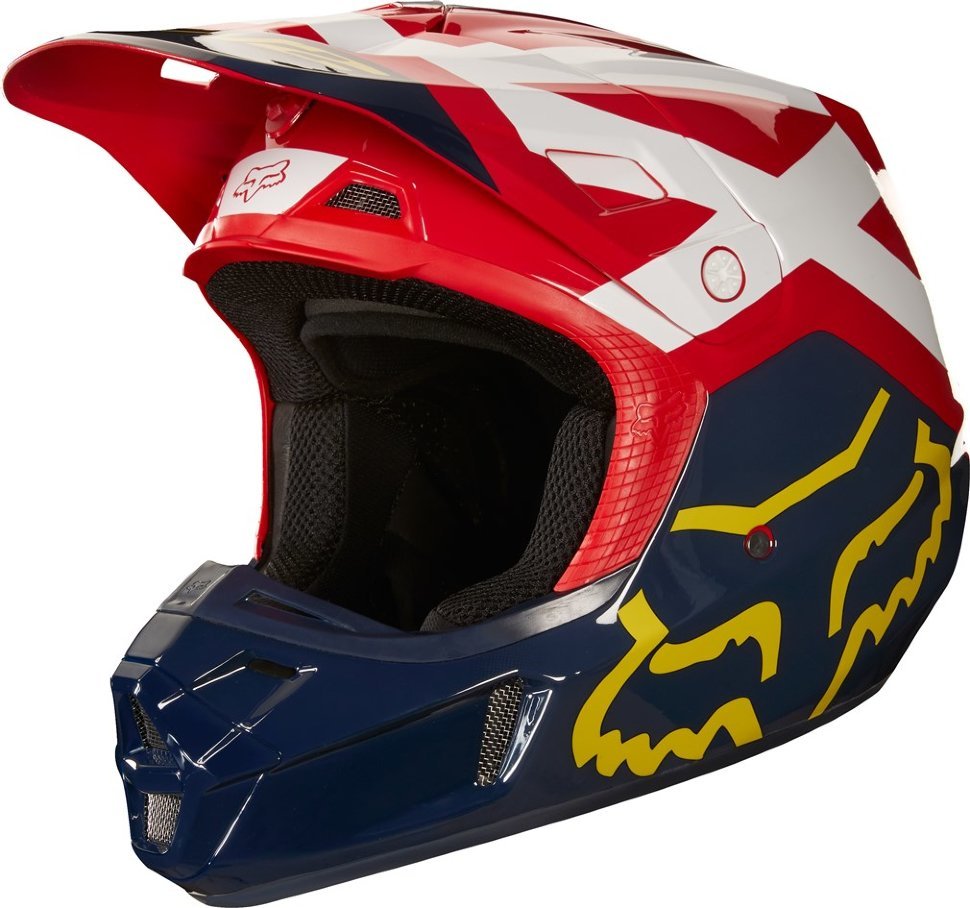 фото Велошлем fox v2 preme helmet, navy/red, 2018 (размер: m ) fox racing