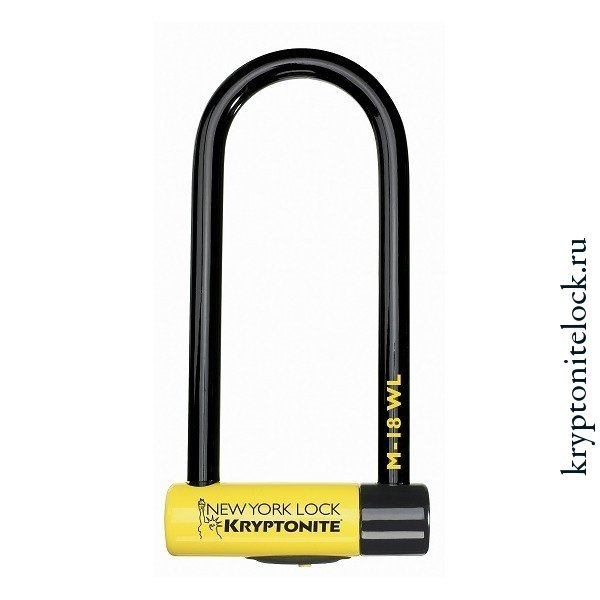 Велосипедный замок Kryptonite New York Lock  M18-WL, U-lock, на ключ, черный/желтый, 994589 ключ баллонный крестовой deko ht14 усиленный 17мм 19 мм 21 мм 22 мм