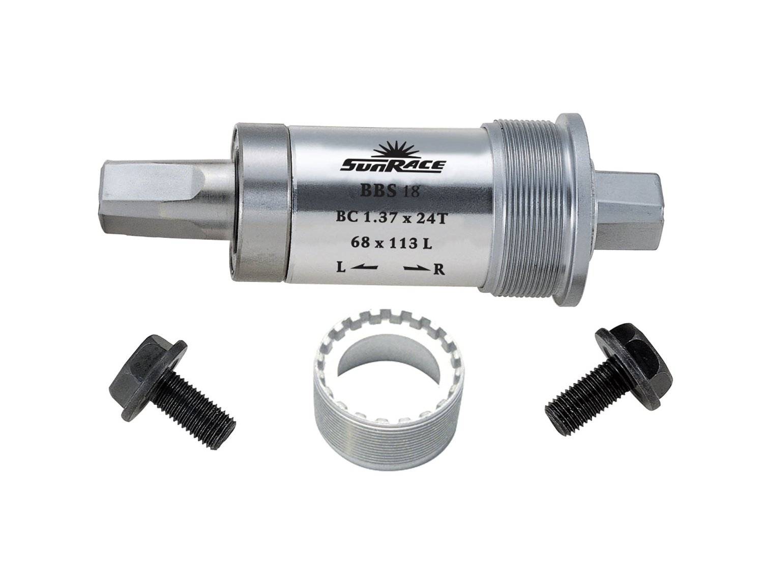 

Каретка велосипедная SUNRACE BBS18.BSAS.SS0.BX 06-201610 S18, квадрат, алюминий чашки, 68/103, BC1.37, Silver, 06-201610