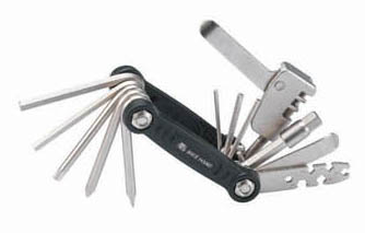 Мультитул велосипедный BIKEHAND YC-287B1, 2/2.5/3/4/5/6/8 мм, +/- отвертки, T25, выжимка цепи, спицевые ключи, 6-190287 выжимка цепи спицевой ключ