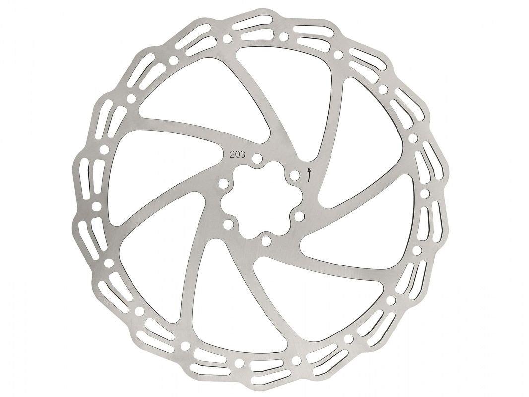 Ротор велосипедный SUNRACE DRMS30.L000.0S0.H S30, 203мм, под 6 болтов, серебристый, 06-201708