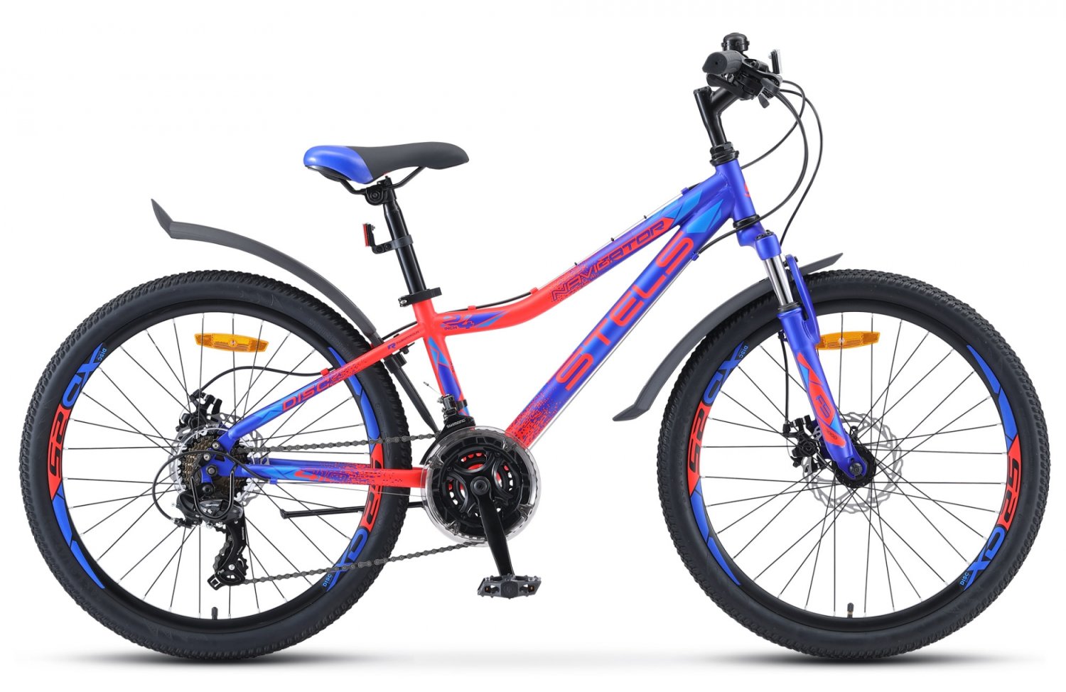 

Подростковый велосипед Stels Navigator 410 MD V010 24" 2019, LU091556 (Рама: 12" (Рост: >130см), Цвет: Синий/неоновый-красный)