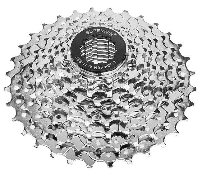 

Кассета велосипедная SUPERWIN CS-05, MTB, 9 скоростей, 11-32Т, 520094, LU083996