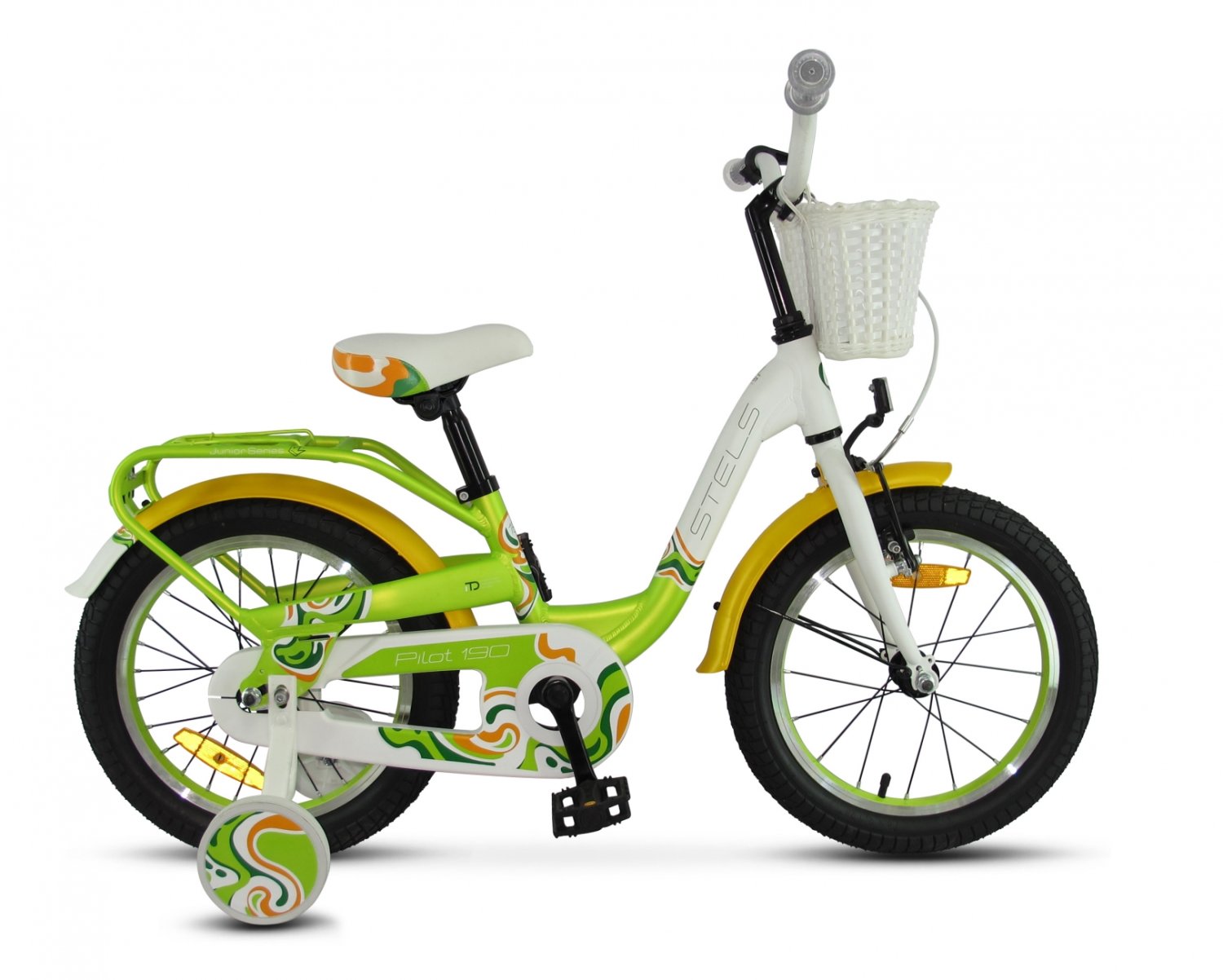 фото Детский велосипед stels pilot-190 v030 16" 2018 (рама: 9 (возраст: 3-6 лет), цвет: зеленый/желтый/белый )