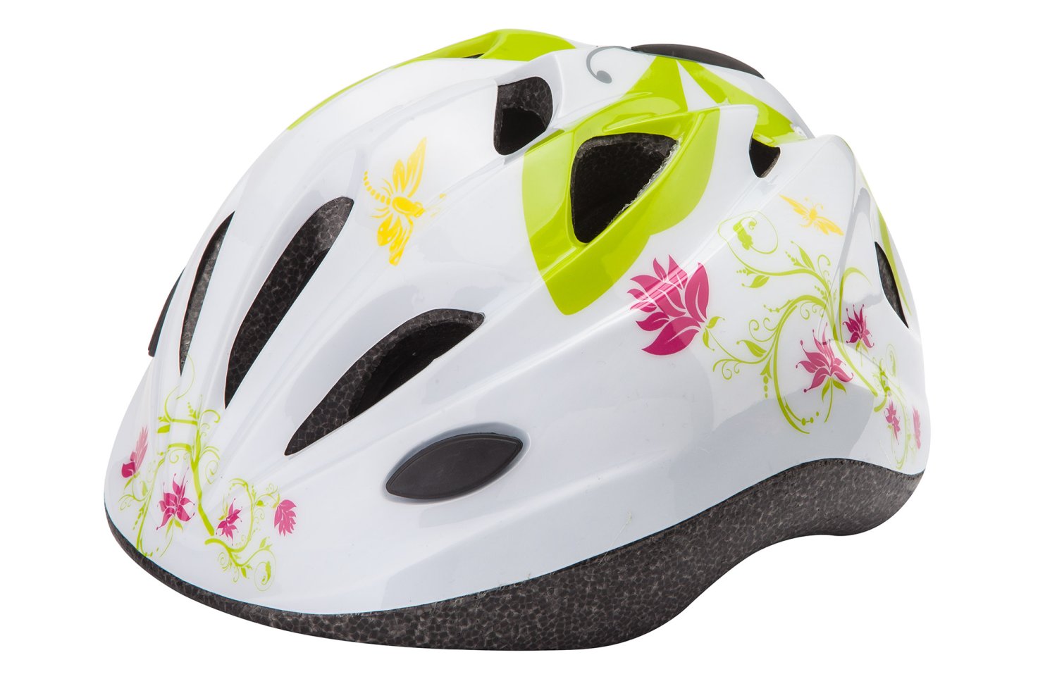 фото Шлем велосипедный детский stels hb6-5, белый с "цветами" (размер: xs)