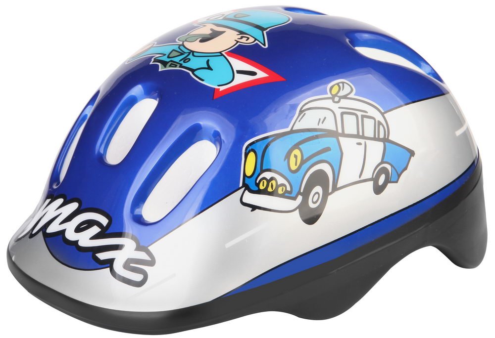 фото Шлем велосипедный детский stels mv-6-2, серо-синий с авто (размер: m)