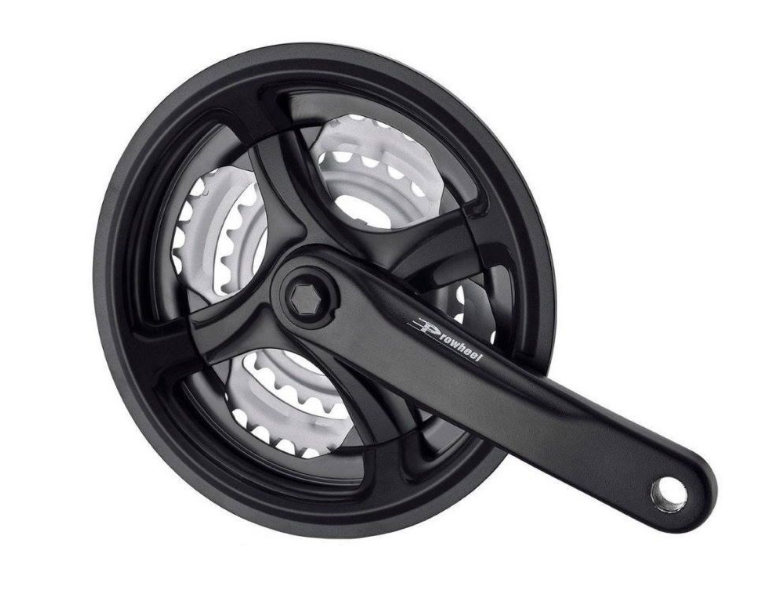 Системы шатунов Система шатунов велосипедная PROWHEEL, MTB Enthusiast, 8/7-скоростей, 175 мм, 48/38/28Т, черный, TY-CN99