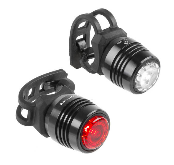 Фонарь-мигалка велосипедный M-Wave Apollon mini, комплект ( передний и задний), USB зарядка, черный, 220628 комплект фонарей bbb squarecombo stvzo белый красный светодиодные 2 режима 2 х 4 ааа bls 102k