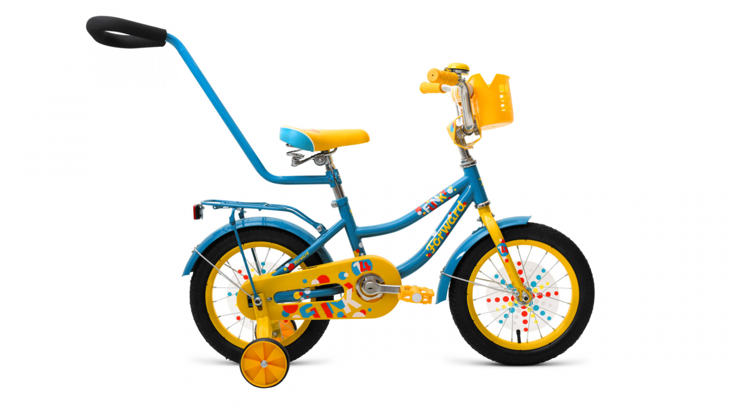 фото Детский велосипед forward funky 14" 2019 (возраст: 2-4 года (рост: 85-105см), цвет: бирюзовый/желтый матовый)
