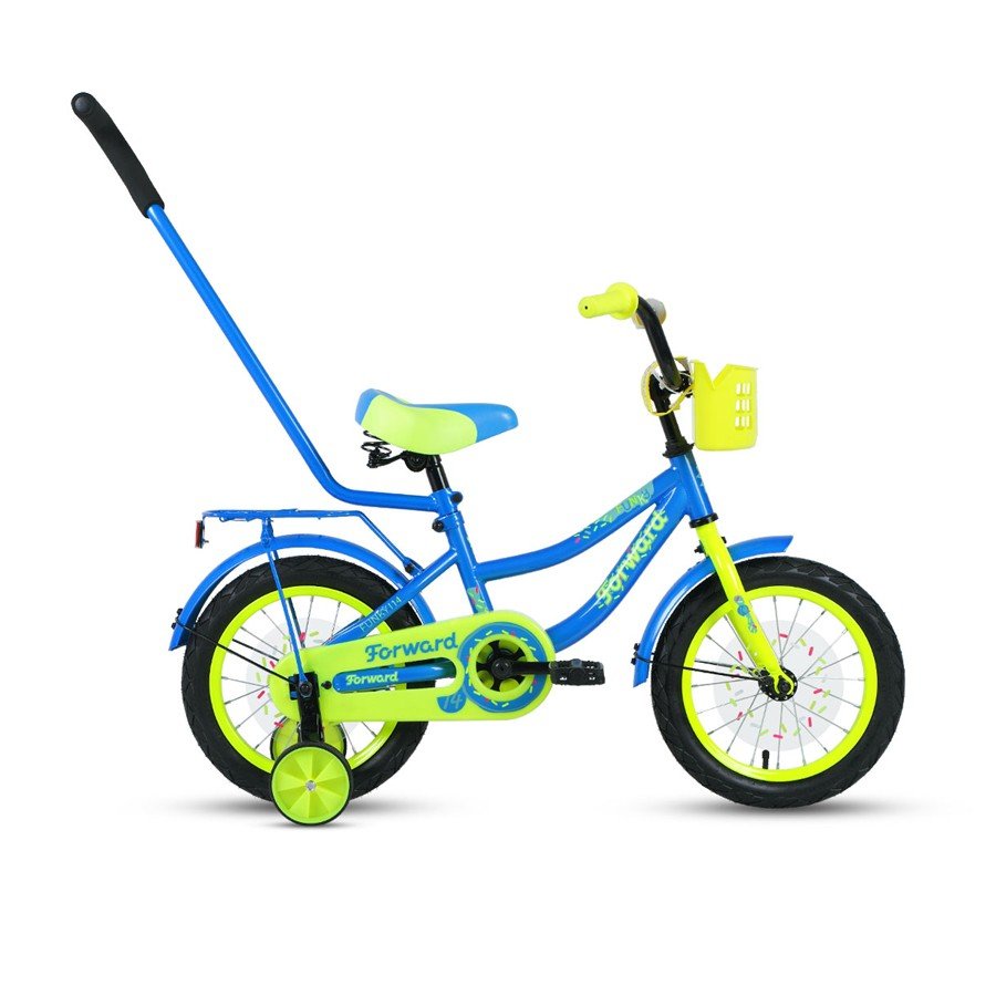 фото Детский велосипед forward funky 14" 2020 (возраст: 3-5 лет (рост: 90-110см), цвет: желтый/фиолетовый)