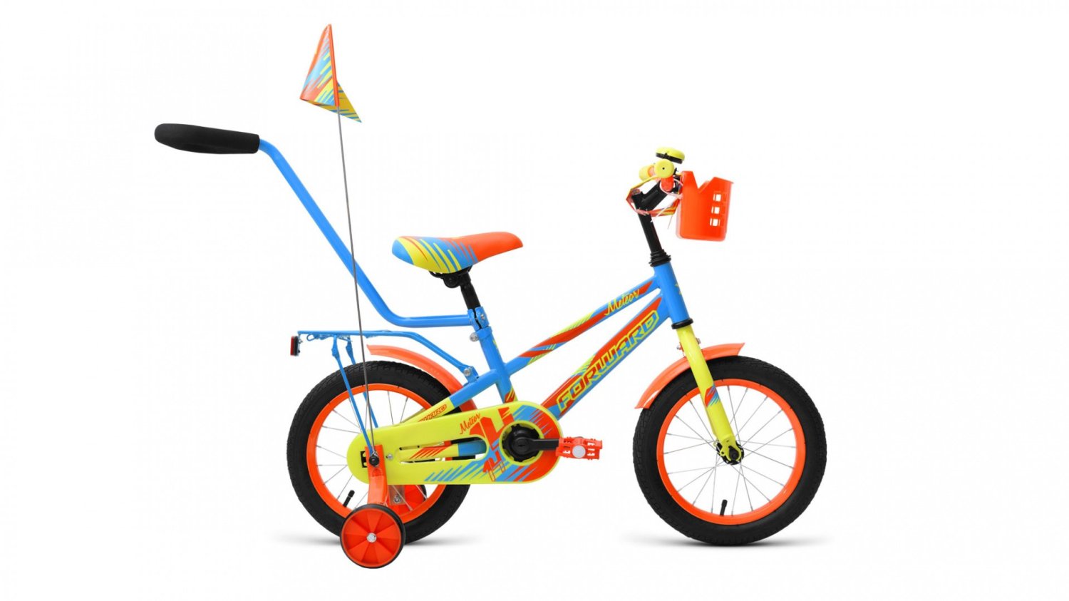 фото Детский велосипед forward meteor 14" 2019 (возраст: 3-5 лет (рост: 90-110см), цвет: голубой/зеленый)