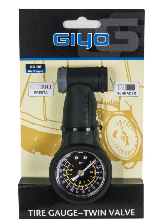 

Манометр велосипедный GIYO, корпус из прочного нейлона, 11 атмосфер (160 PSI), для А/V, F/V, GG05