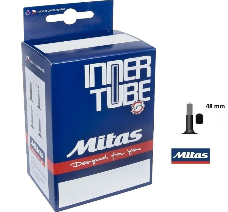 

Камера велосипедная Mitas A03, 700x25/35C, бутил, Schrader (AV), ниппель 48 мм, черный, 510302054111