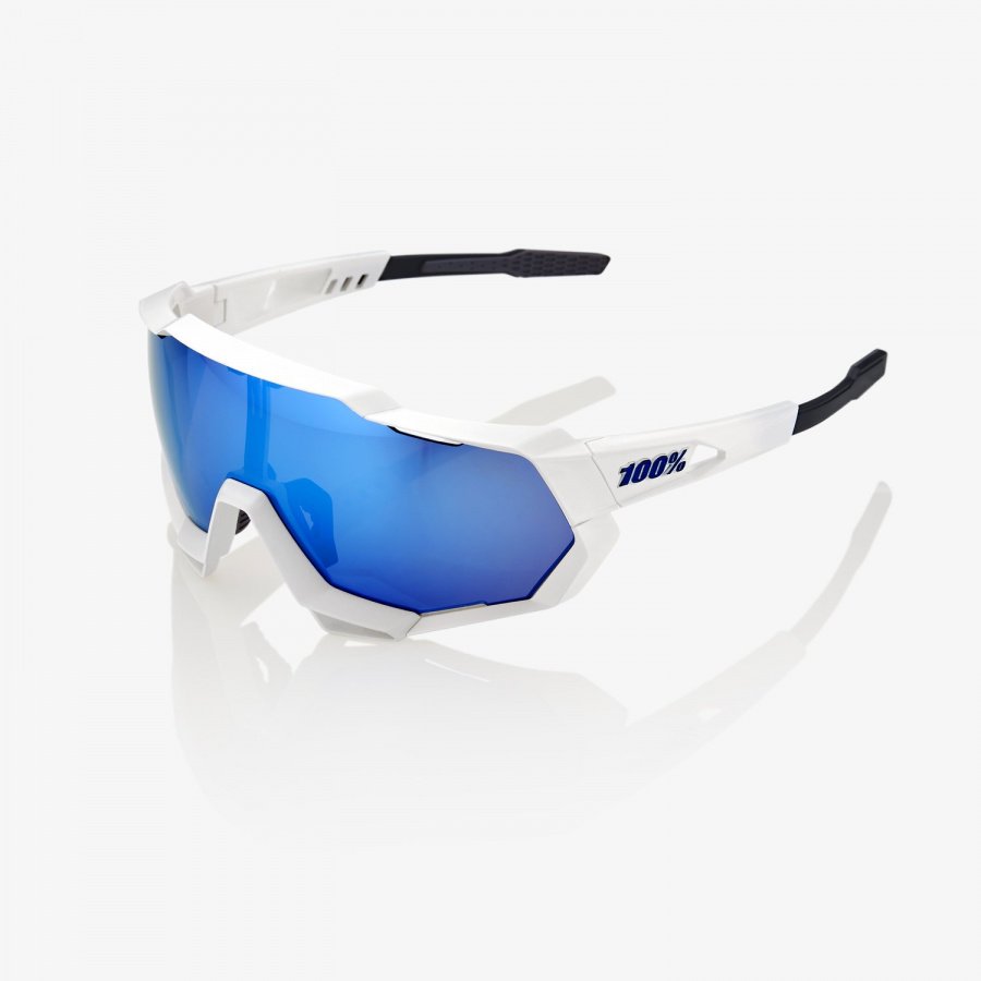 фото Очки спортивные велосипедные 100% speedtrap, matte white / hiper blue multilayer mirro, 61023-000-75