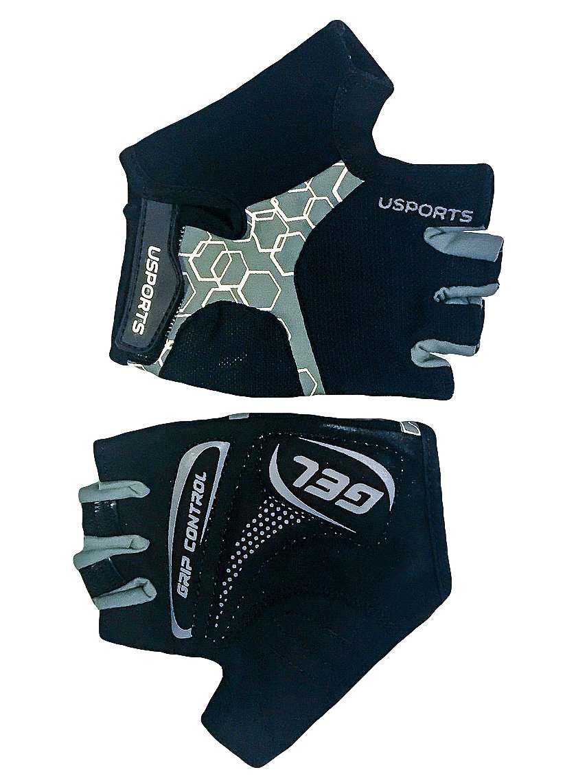 

Перчатки велосипедные USPORTS SPORT RACE GEL, лайкра, с петельками, GEL усиленный, на липучке, черно-серые, 08-202411