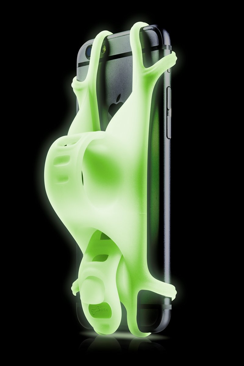 фото Держатель для смартфона bone collection bike tie 2, силикон, на руль, 4.0'-6.5', люминисцентный зеленый, 07-180014
