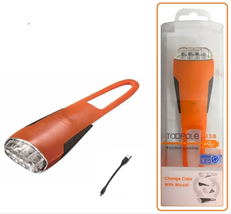 

Фара передняя GUEE TADPOLE, аккумулятор, USB, 3,7V/260mAh, 4 Super LED Light, блистер, оранжевый/черный, GU-SLA1-FA1-OG