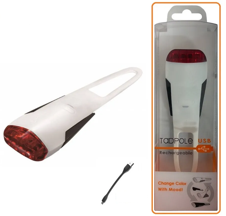

Велофонарь задний GUEE TADPOLE, аккумулятор 3,7V/260mAh, USB, 4 Super LED Light, блистер, белый/черный, GU-SLA1-RA1-WH