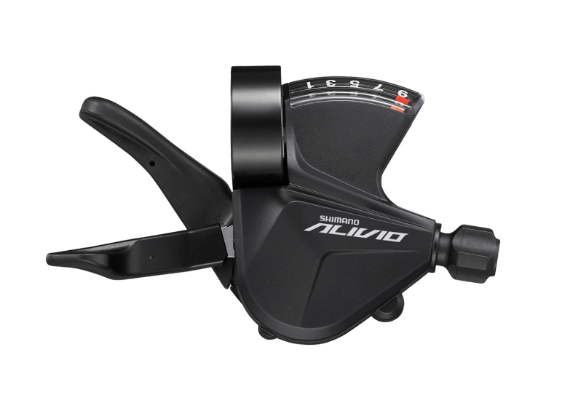 

Шифтер велосипедный SHIMANO Alivio M3100-R, правый, 9 скоростей, на хомут, c индикатором, трос 2050мм, ESLM3100RA