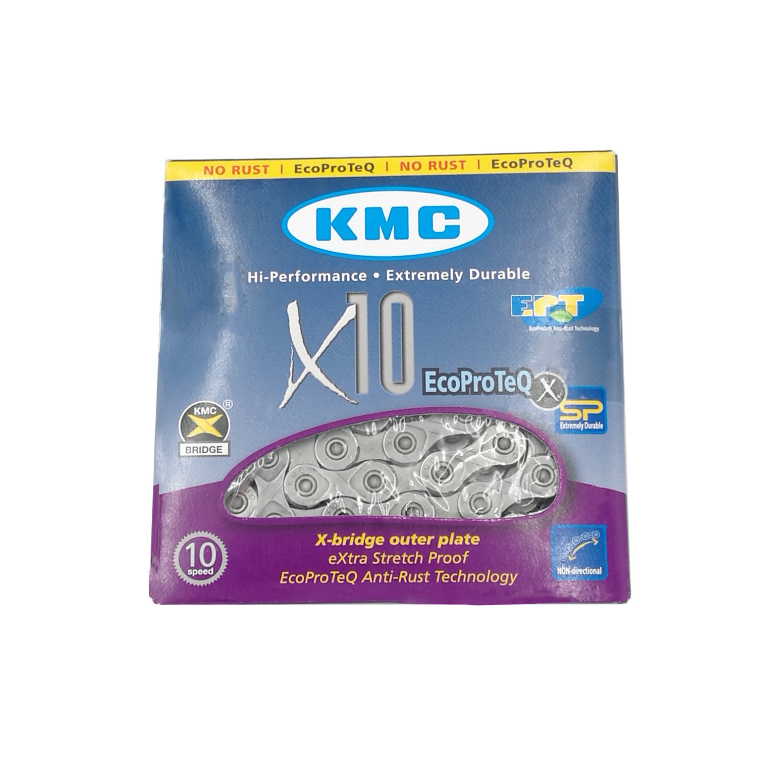 

Цепь велосипедная KMC 116 звеньев X10 EPT (EcoProTec)