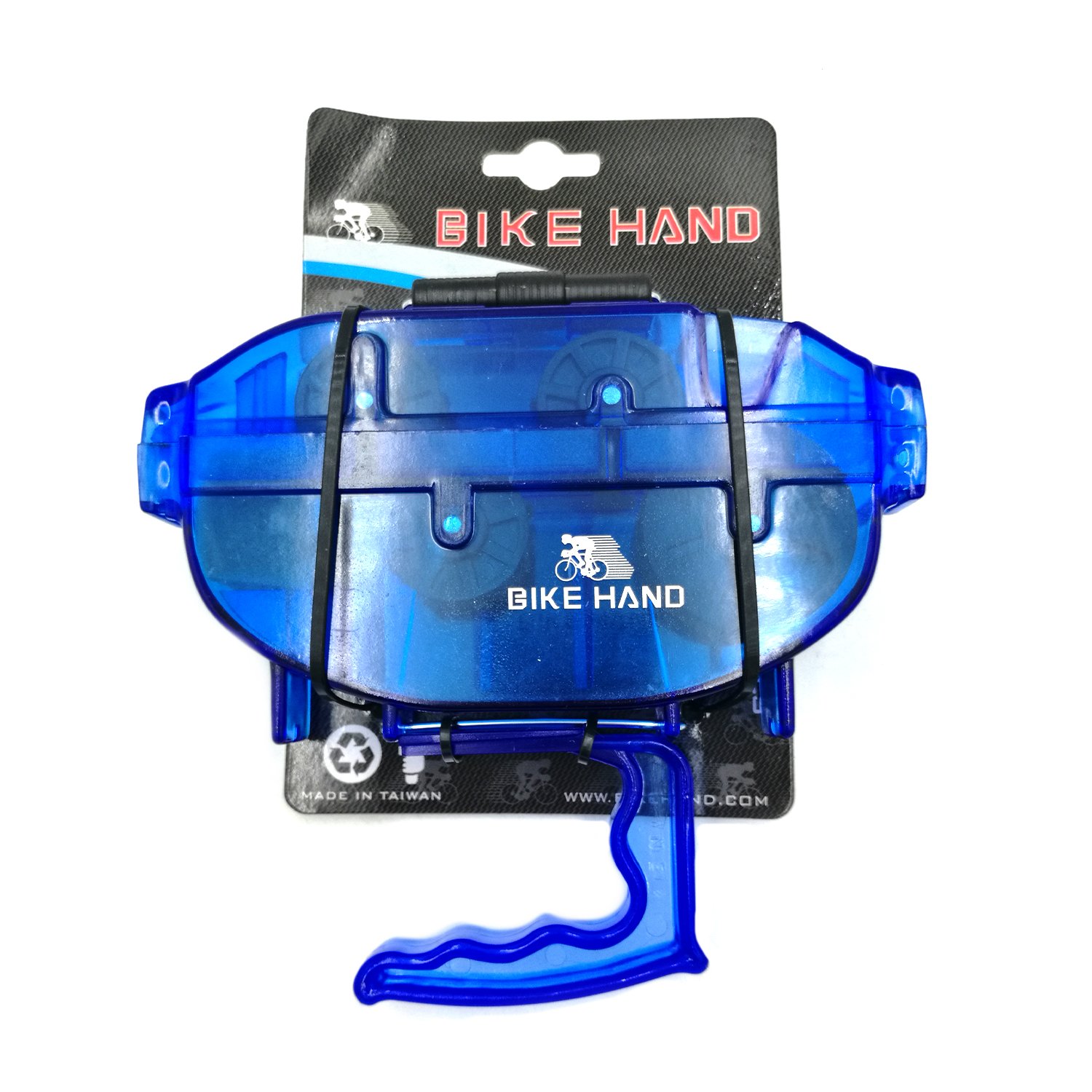 фото Машинка для чистки велосипедной цепи bikehand yc-791, в 2-х плоскостях, с рукояткой, голубая, 6-1479 bike hand