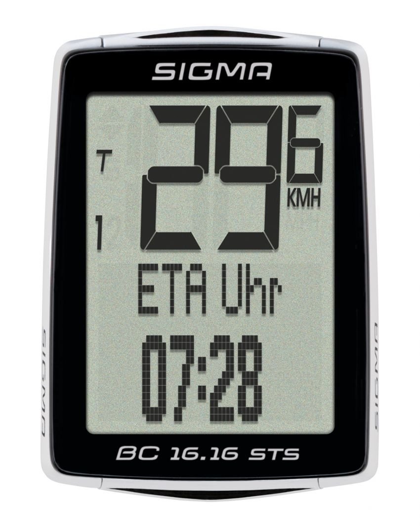 Велокомпьютер SIGMA Sport BC 16.16 STS, 16 функций, беспроводной, черный, A228476 велокомпьютер sigma sport topline 2016 bc 14 16 wired bike functions current speed average ут000077224