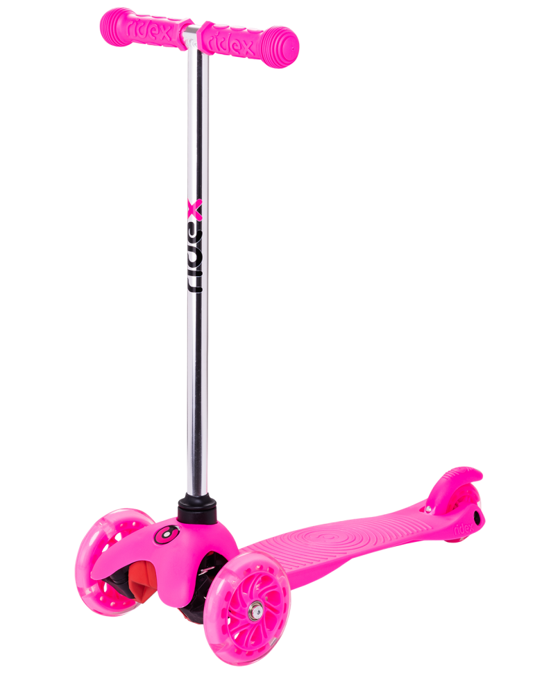 фото Самокат ridex 3d zippy 2.0, детский, трехколесный, 120/80 мм, розовый no name
