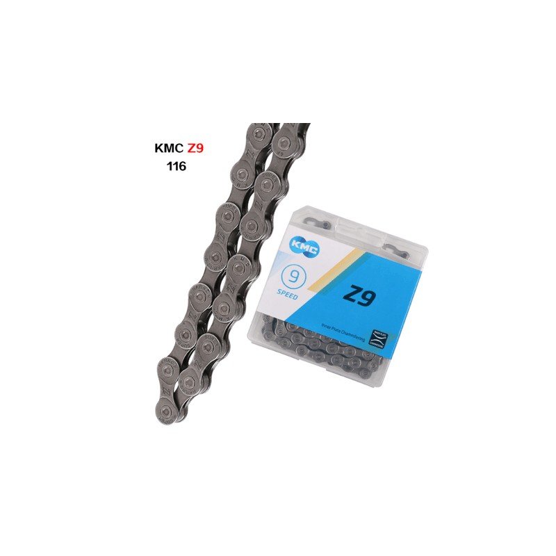 

Цепь велосипедная KMC, 9 скоростей, 1/2"X11/128"Х116, серая, KMC Z9 OEM
