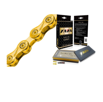 Цепь велосипедная ELVEDES, 9 скоростная ультролегкая цвет: золотой. Увеличенная плотность покрытия, NOVE-91 (UL) Ti-Gold цепь велосипедная elvedes 10 скоростная золотой увеличенная плотность покрытия deca 101 ti gold