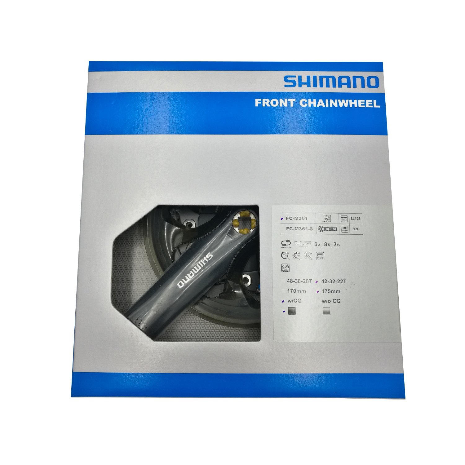 фото Система шатунов велосипедная shimano acera, m361, 175мм, квадрат, 42/32/22t, efcm361e222cl