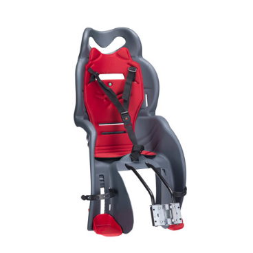 фото Детское велокресло, с креплением на раму светло-серое с красной накладкой, 22кг, италия (htp) no name