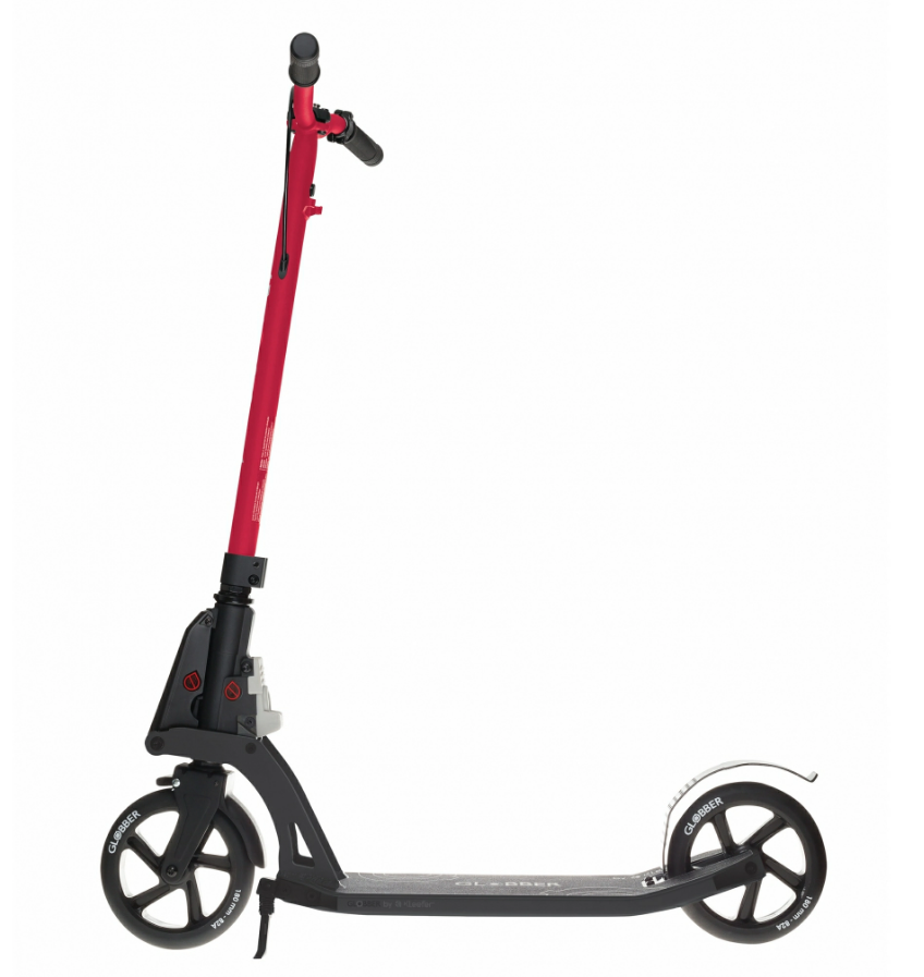 фото Самокат globber one k180 br, складной, двухколесный, с ручным тормозом, нагрузка до 100 кг, красный, 499-102