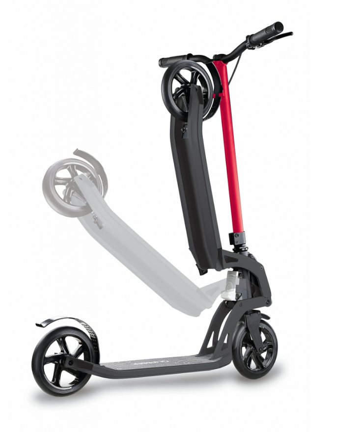 фото Самокат globber one k180 br, складной, двухколесный, с ручным тормозом, нагрузка до 100 кг, красный, 499-102