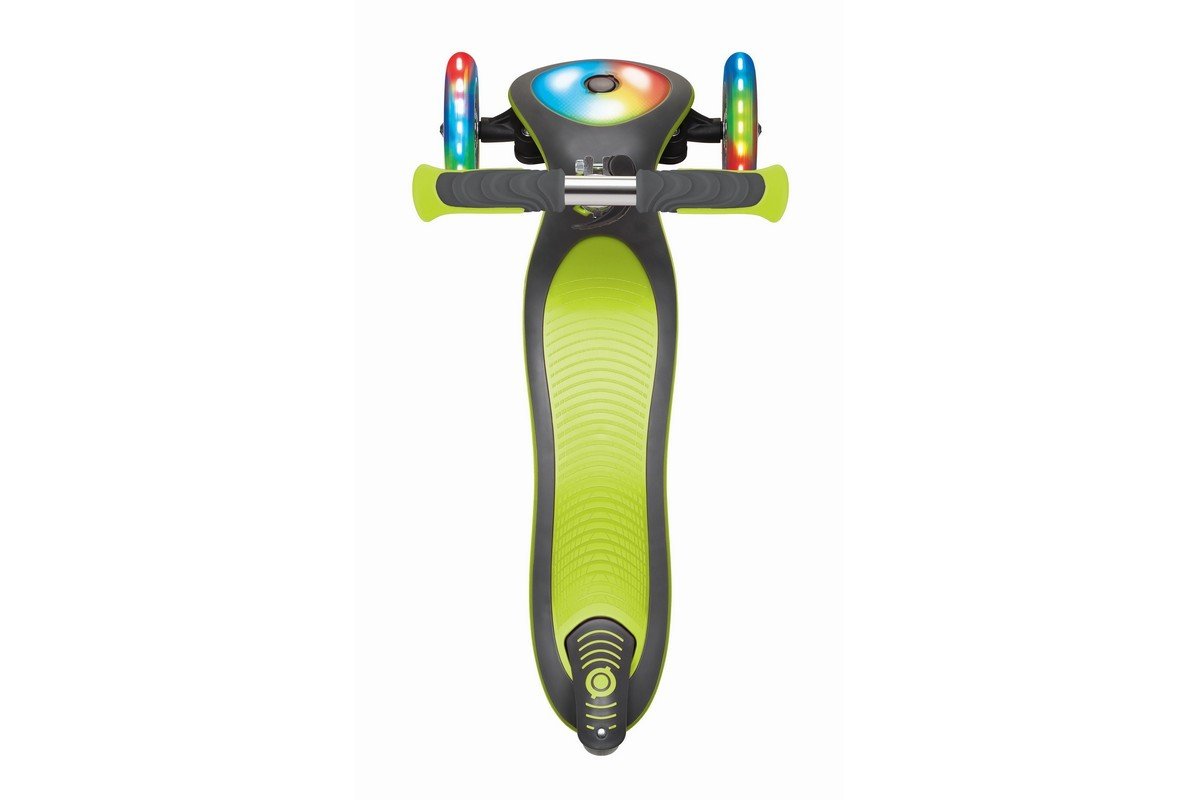 фото Самокат globber elite deluxe flash lights, трехколесный, детский, складной, светящиеся колеса, зеленый, 2020, 449-106-3
