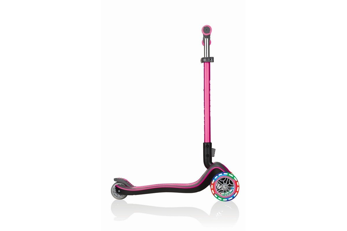 фото Самокат globber elite deluxe flash lights, детский, складной, трехколесный, светящиеся колеса, розовый, 2020, 449-110-3