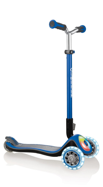 Самокат Globber ELITE PRIME, детский, трехколесный, складной, светящиеся колеса, синий, 444-800 детский складной мягкий стульчик со спинкой inhome сти3 р