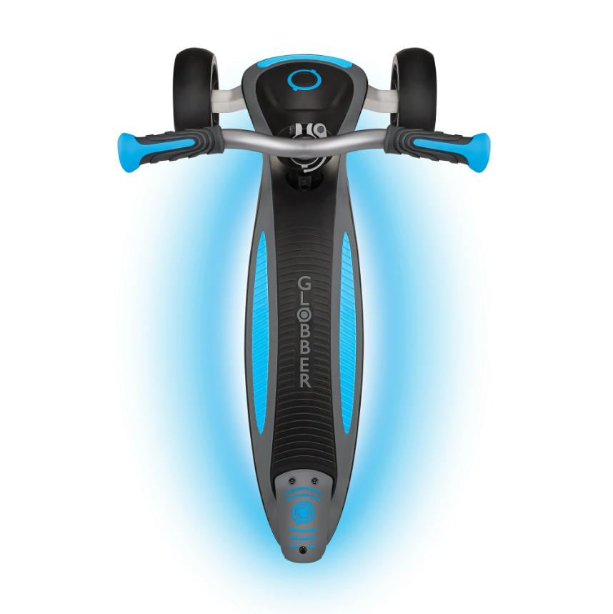 фото Самокат globber ultimum light, складной, трехколесный, до 100 кг, светящаяся платформа, голубой, 613-101