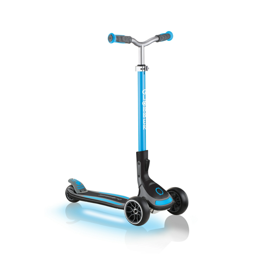 фото Самокат globber ultimum light, складной, трехколесный, до 100 кг, светящаяся платформа, голубой, 613-101