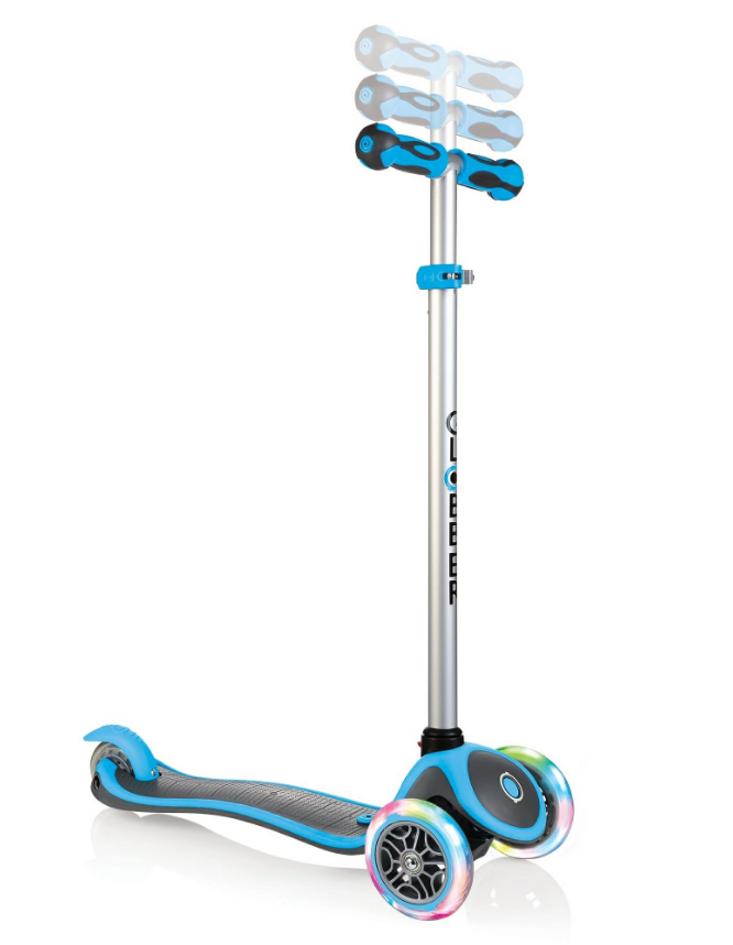 фото Самокат globber evo 4 in 1 plus lights, детский, трансформер, светящиеся колеса, подножка, голубой, 454-130