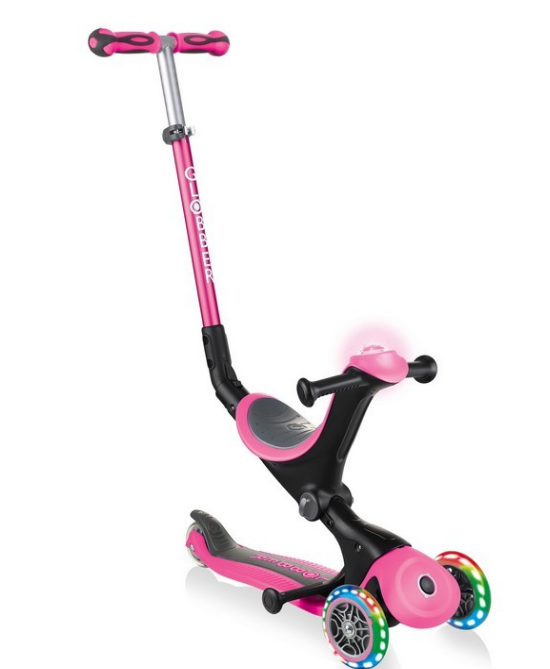 Самокат Globber GO UP DELUXE PLAY LIGHT, детский, трансформер, трехколесный, складной, розовый, 648-110 детский складной мягкий стульчик со спинкой inhome сти3 р